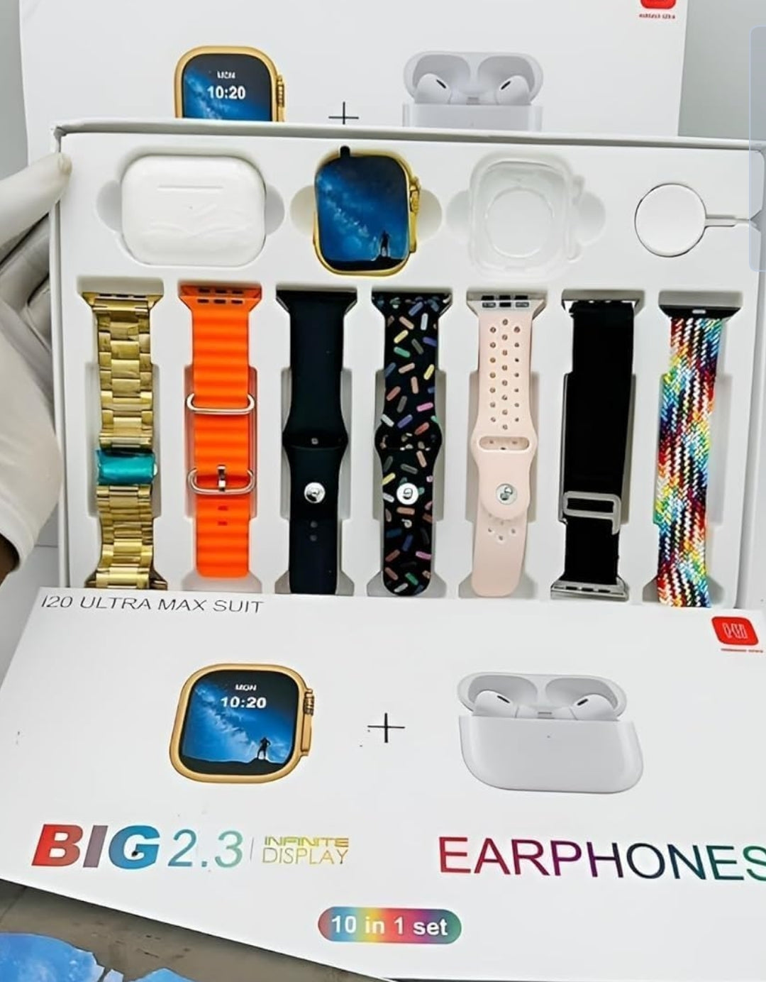 smartwatch with wireless earbuds and fitness straps