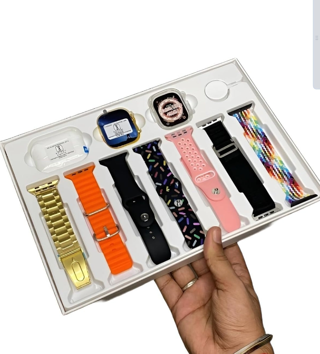 smartwatch with wireless earbuds and fitness straps