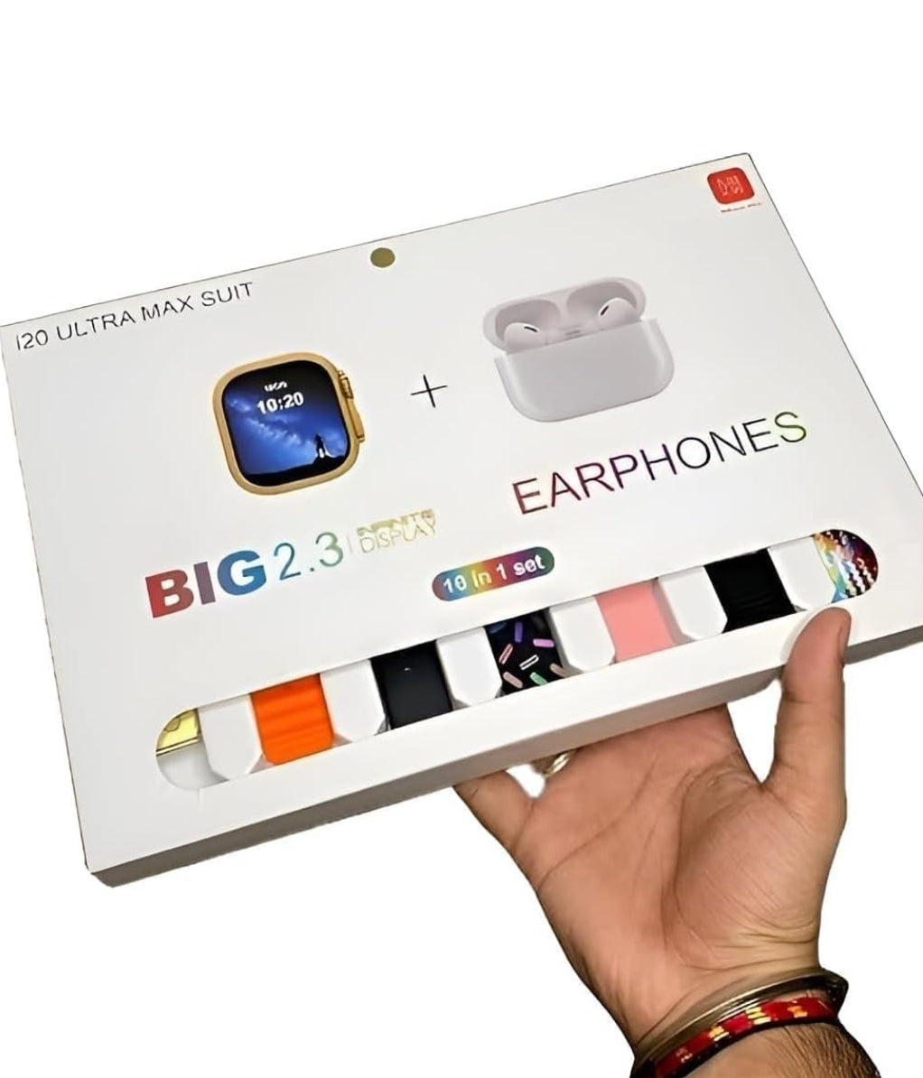 smartwatch with wireless earbuds and fitness straps